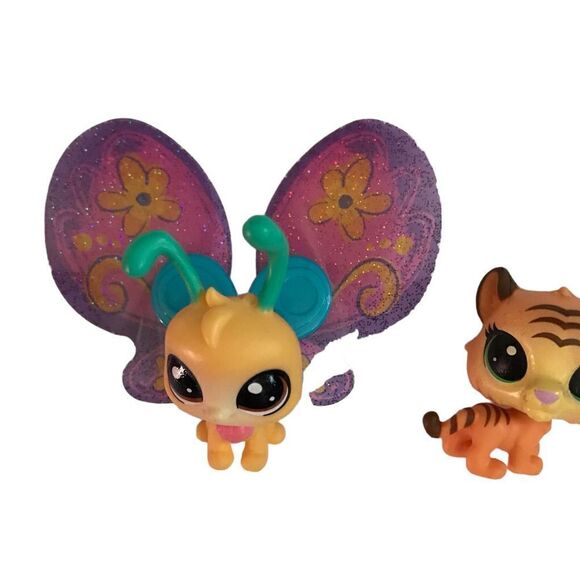 Littlest Pet shop figures pink fox horse tiger and butterfly set of 4 - Picture 3 of 5